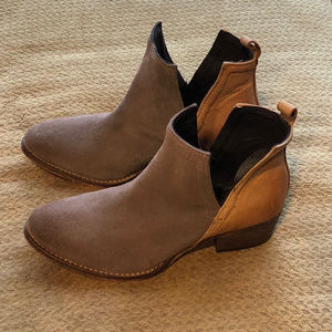Two-Tone Leather Ankle Boots